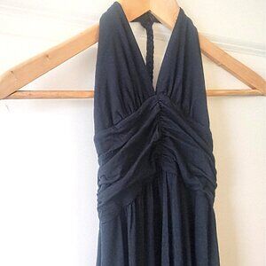 NWOT ELLA MOSS Black Ruched Halter MAXI Dress ROPE Detail SIZE S Stunning